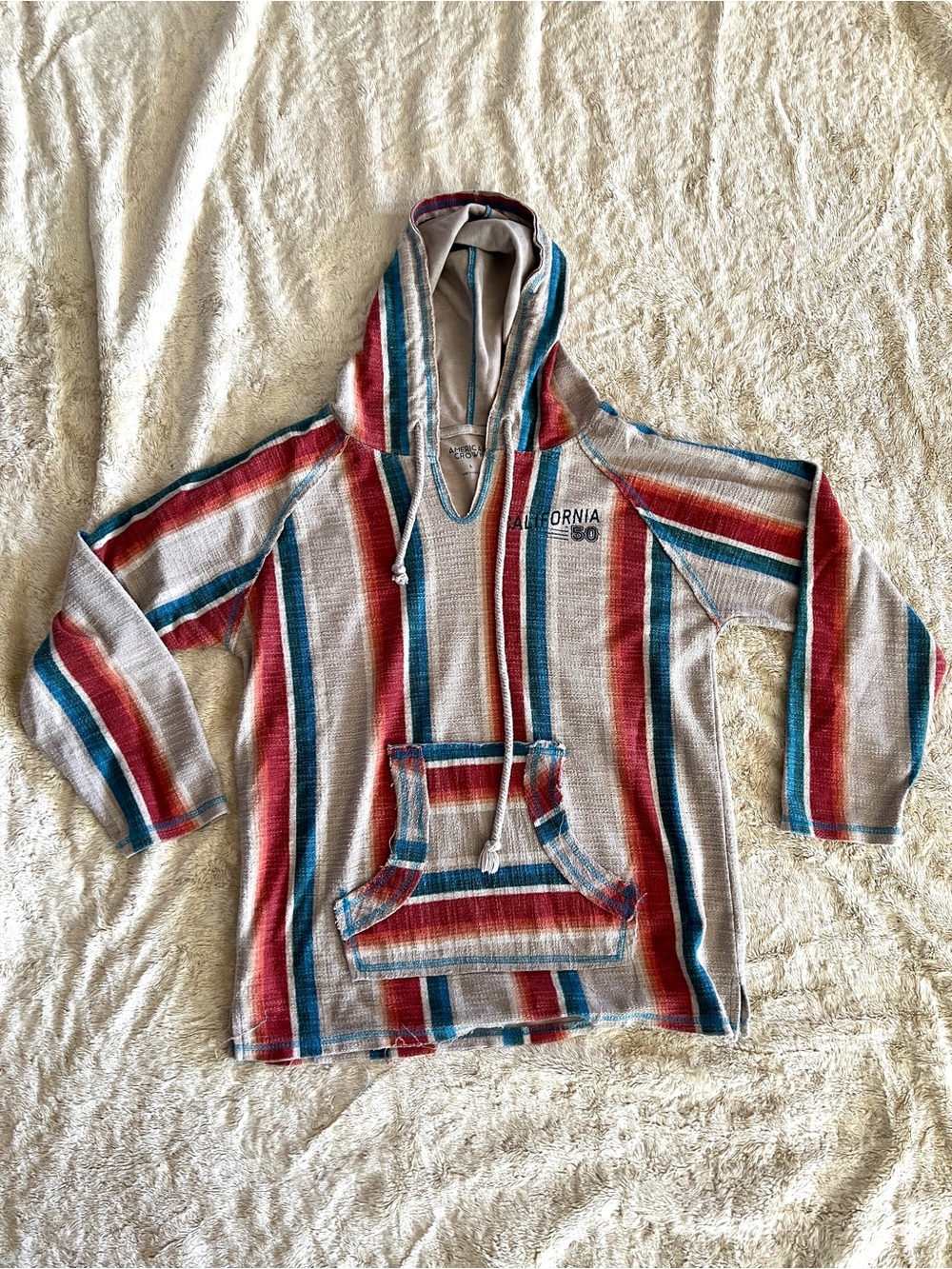 AMERICAN CROWN Woman's Beach Striped Pullover Hoody Size L
